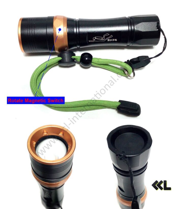 IPX8 Diving Flashlight Torch Magnetic Control DF-01-3